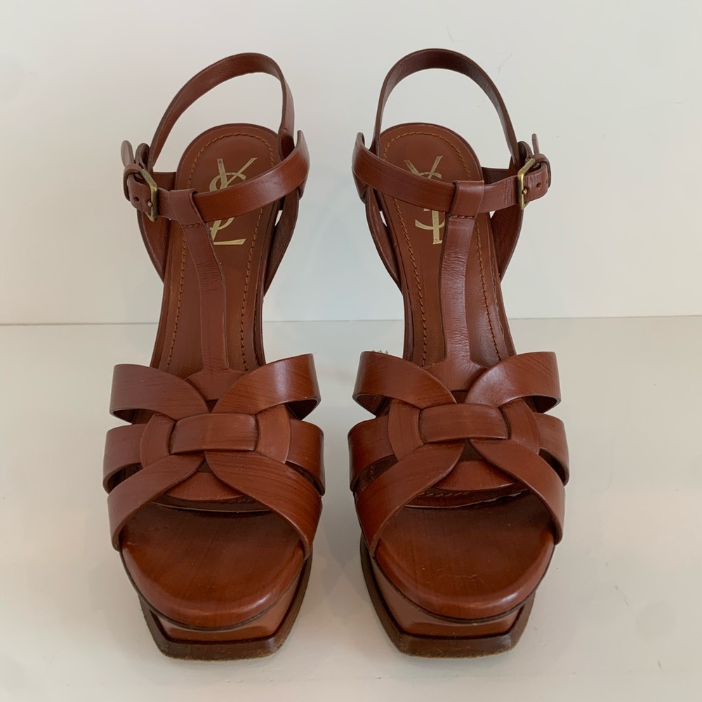 ICONIC SAINT LAURENT TRIBUTE HIGH HEEL STILETTO SANDALS SZ 37.5